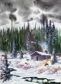 LOG CABIN NOTE CARDS